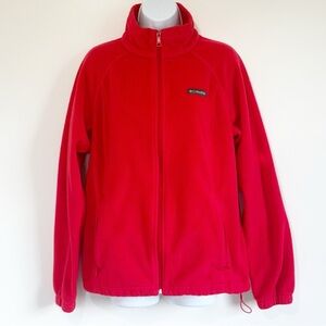 Columbia Long Sleeve Fleece Zip Up Jacket Red Womens Large
